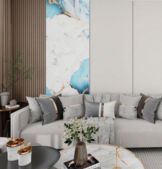 Gold Aqua Marble Look PVC Wall Panel – 4x8 ft UV Coated, Waterproof & Fire Rated (32 sq. ft)