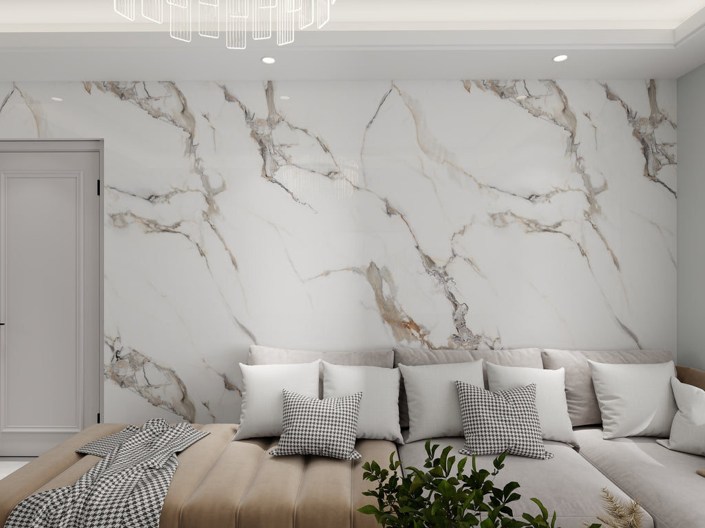 White Brown Coffe Splash Marble Look PVC Wall Panel – 4x8 ft UV Coated, Waterproof & Fire Rated (32 sq. ft)