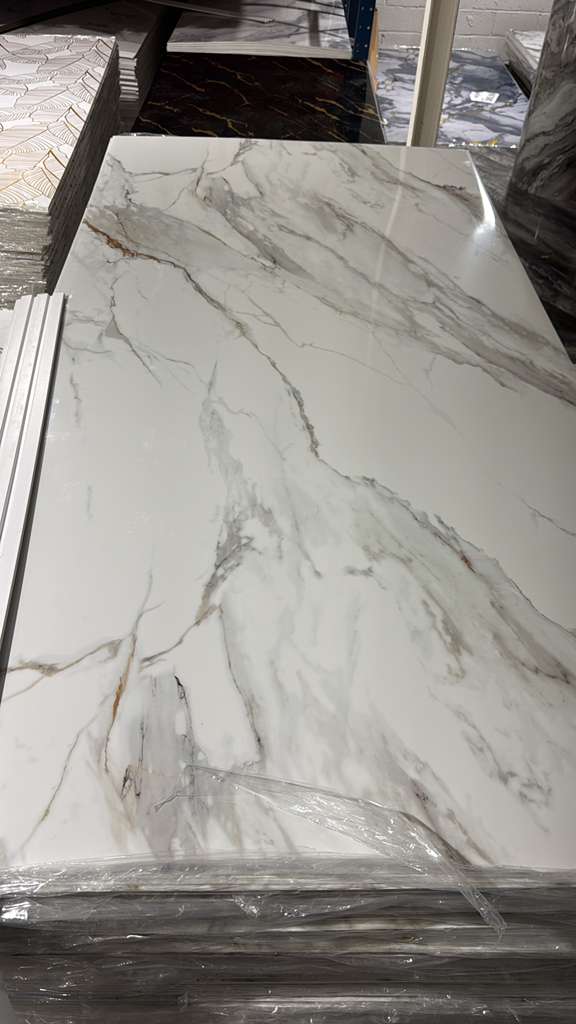 White Brown Coffe Splash Marble Look PVC Wall Panel – 4x8 ft UV Coated, Waterproof & Fire Rated (32 sq. ft)