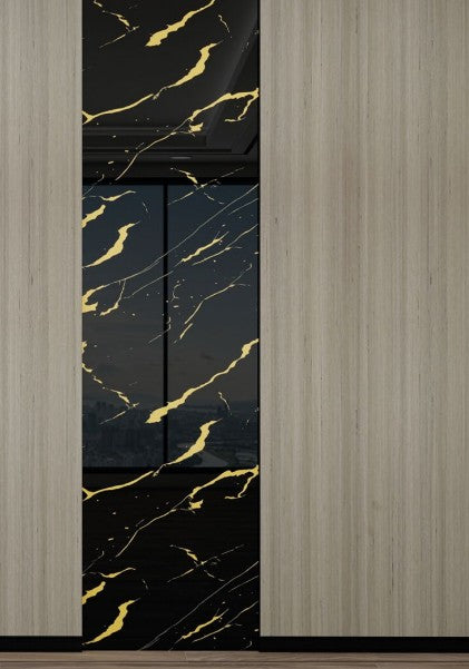 Gold Black Elegant Marble Look PVC Wall Panel – 4x8 ft UV Coated, Waterproof & Fire Rated (32 sq. ft)