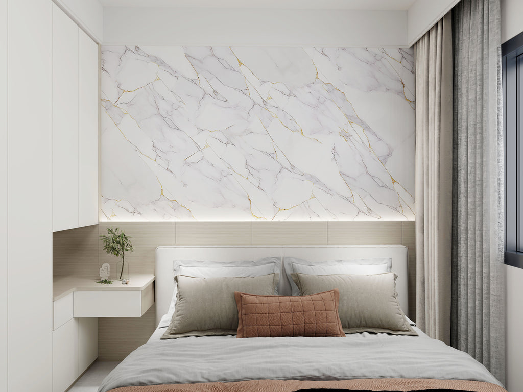 Light Gold Marble Look PVC Wall Panel – 4x8 ft UV Coated, Waterproof & Fire Rated (32 sq. ft)