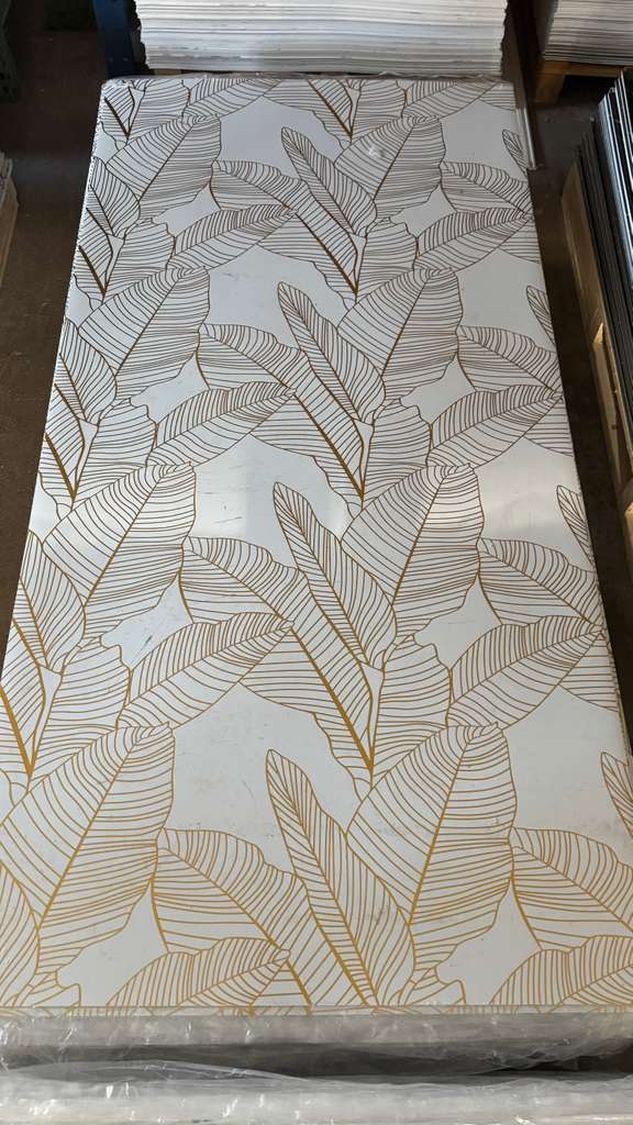 3D Gold Flower Marble Look PVC Wall Panel – 4x8 ft UV Coated, Waterproof & Fire Rated (32 sq. ft)