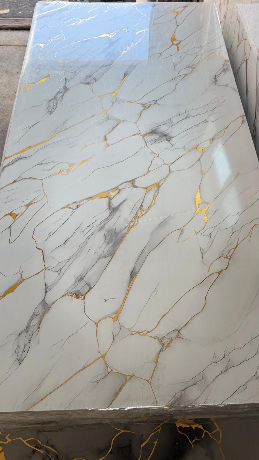 NEW Gold White Marble Look PVC Wall Panel – 4x8 ft UV Coated, Waterproof & Fire Rated (32 sq. ft) (Copy)