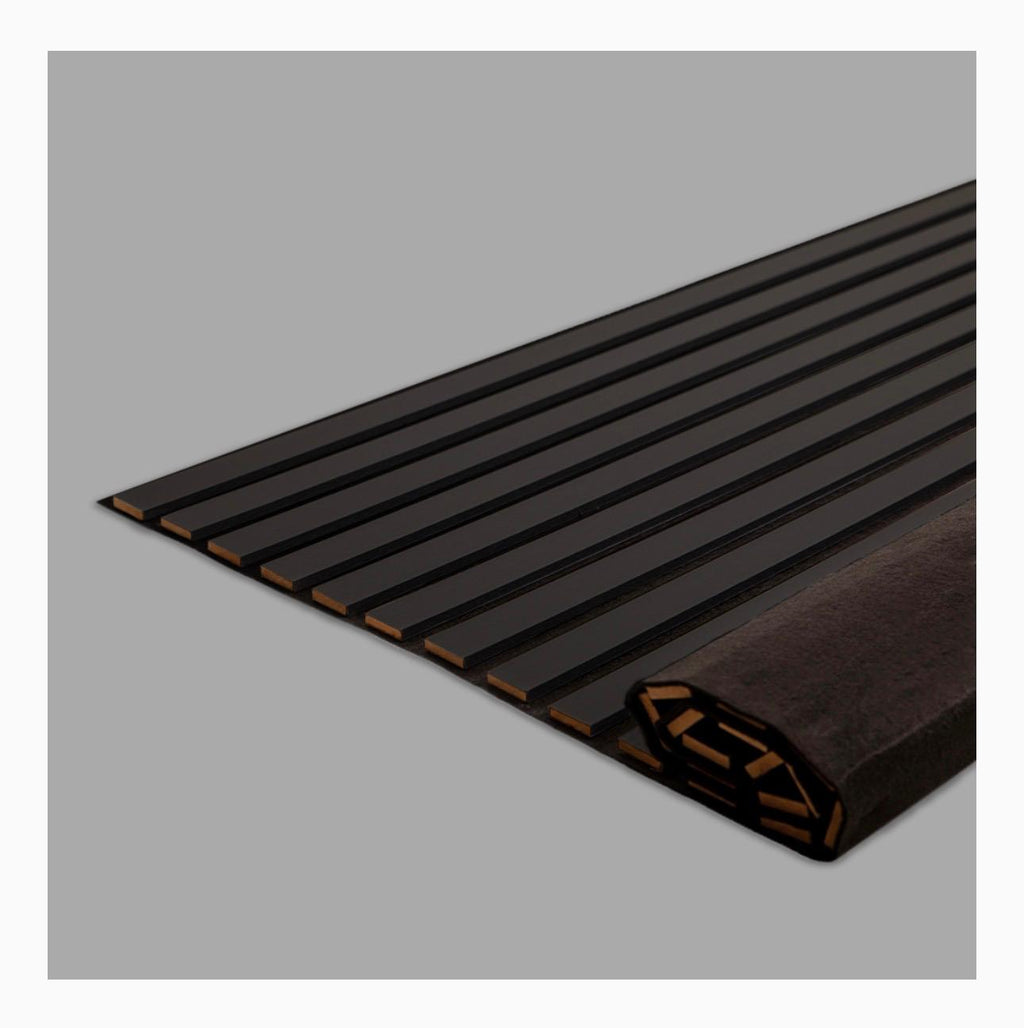 Matte Black Acoustic Wood Slat Wall Panel – Modern Decorative Acoustic Wall Panels
