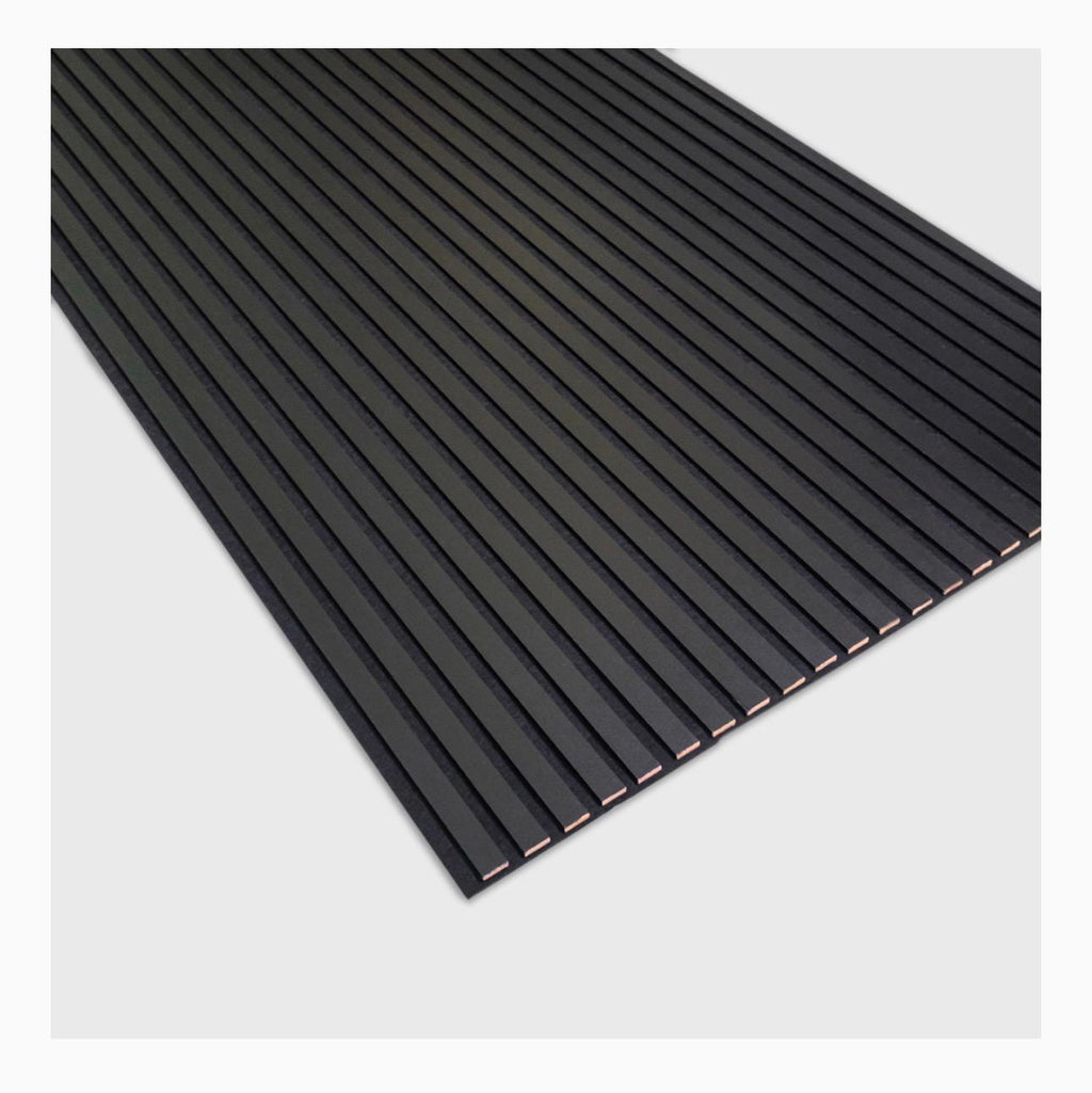 Matte Black Acoustic Wood Slat Wall Panel – Modern Decorative Acoustic Wall Panels