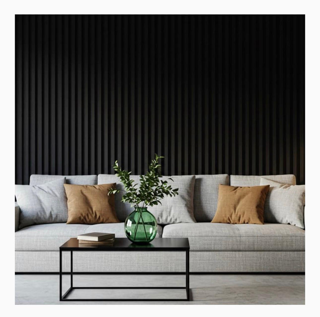 Matte Black Acoustic Wood Slat Wall Panel – Modern Decorative Acoustic Wall Panels