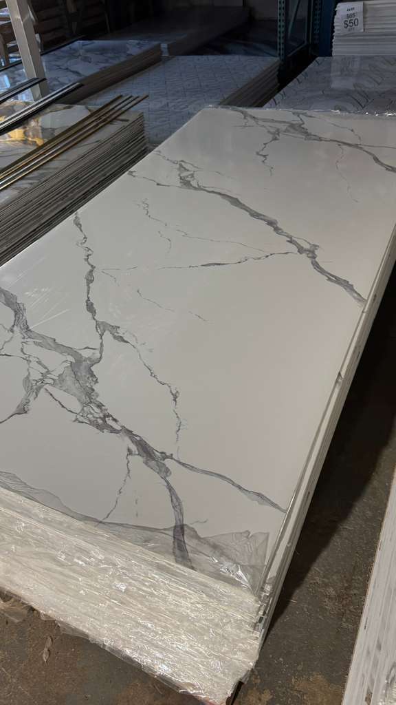 White Grey Elegant Marble Look PVC Wall Panel – 4x8 ft UV Coated, Waterproof & Fire Rated (32 sq. ft)