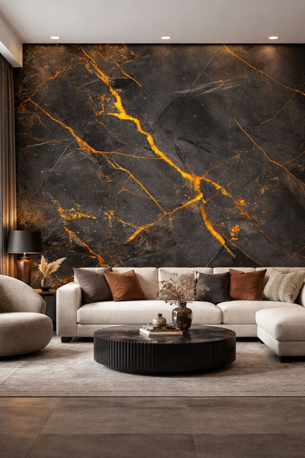 Gold Black Lightning Marble Look PVC Wall Panel – 4x8 ft UV Coated, Waterproof & Fire Rated (32 sq. ft)