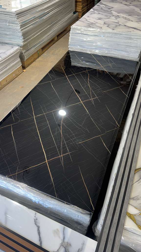 Black Coffee Marble Look PVC Wall Panel – 4x8 ft UV Coated, Waterproof & Fire Rated (32 sq. ft)