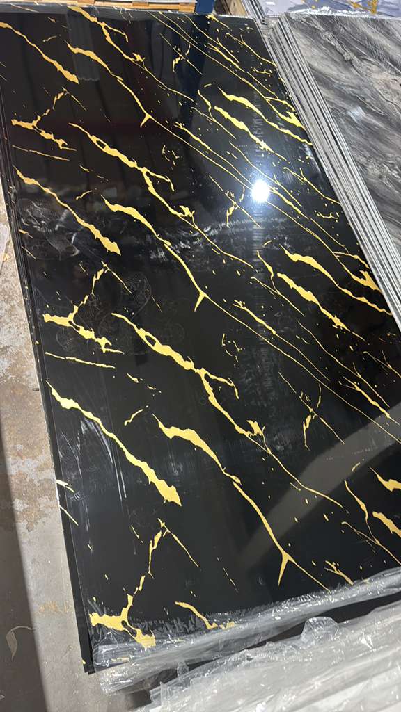 Gold Black Elegant Marble Look PVC Wall Panel – 4x8 ft UV Coated, Waterproof & Fire Rated (32 sq. ft)