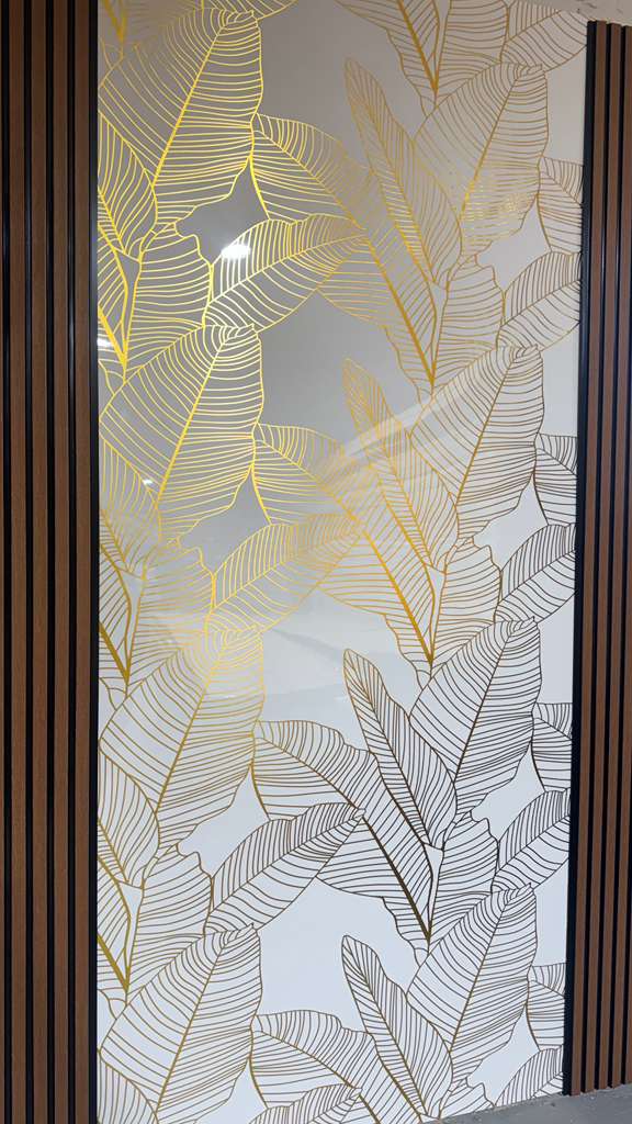 3D Gold Flower Marble Look PVC Wall Panel – 4x8 ft UV Coated, Waterproof & Fire Rated (32 sq. ft)