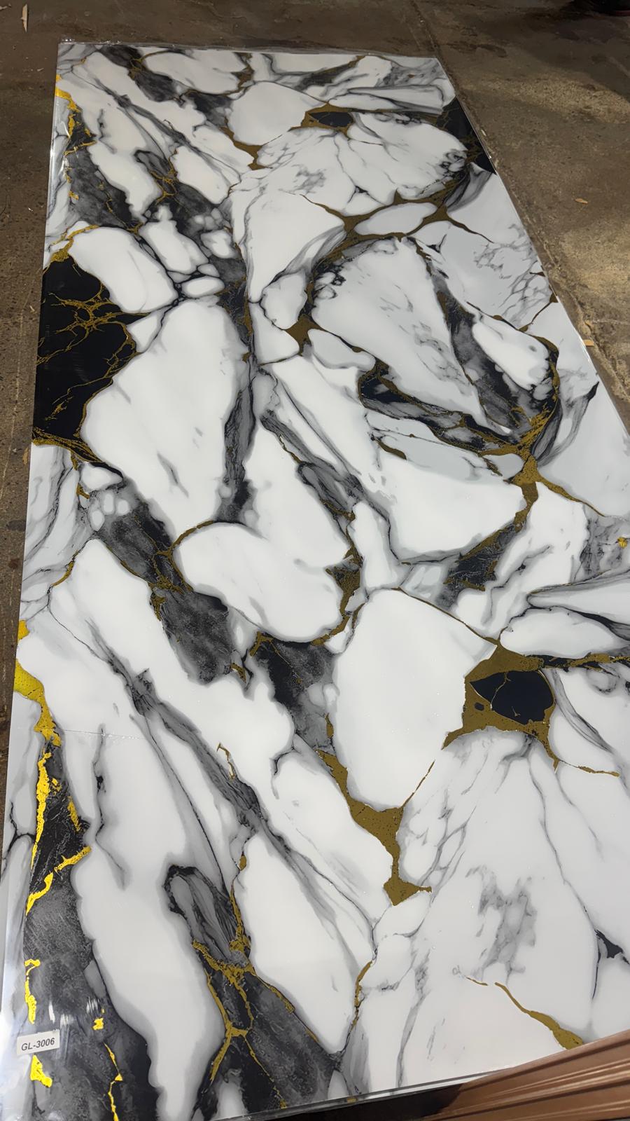 Gold Black Marble Look PVC Wall Panel – 4x8 ft UV Coated, Waterproof & Fire Rated (32 sq. ft)