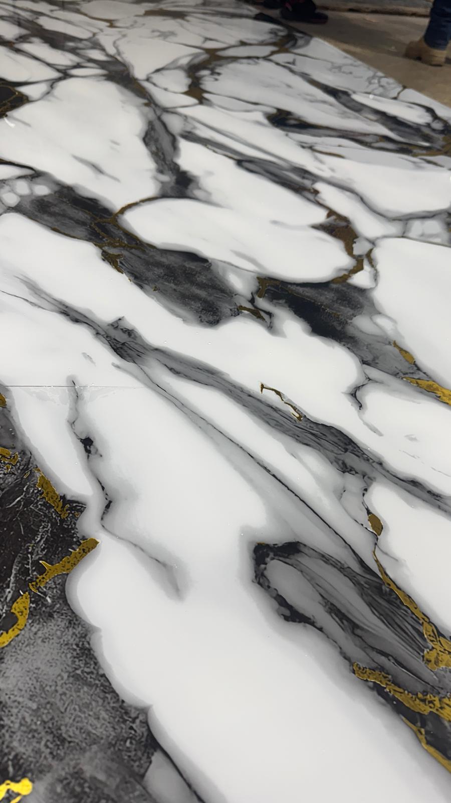 Gold Black Marble Look PVC Wall Panel – 4x8 ft UV Coated, Waterproof & Fire Rated (32 sq. ft)
