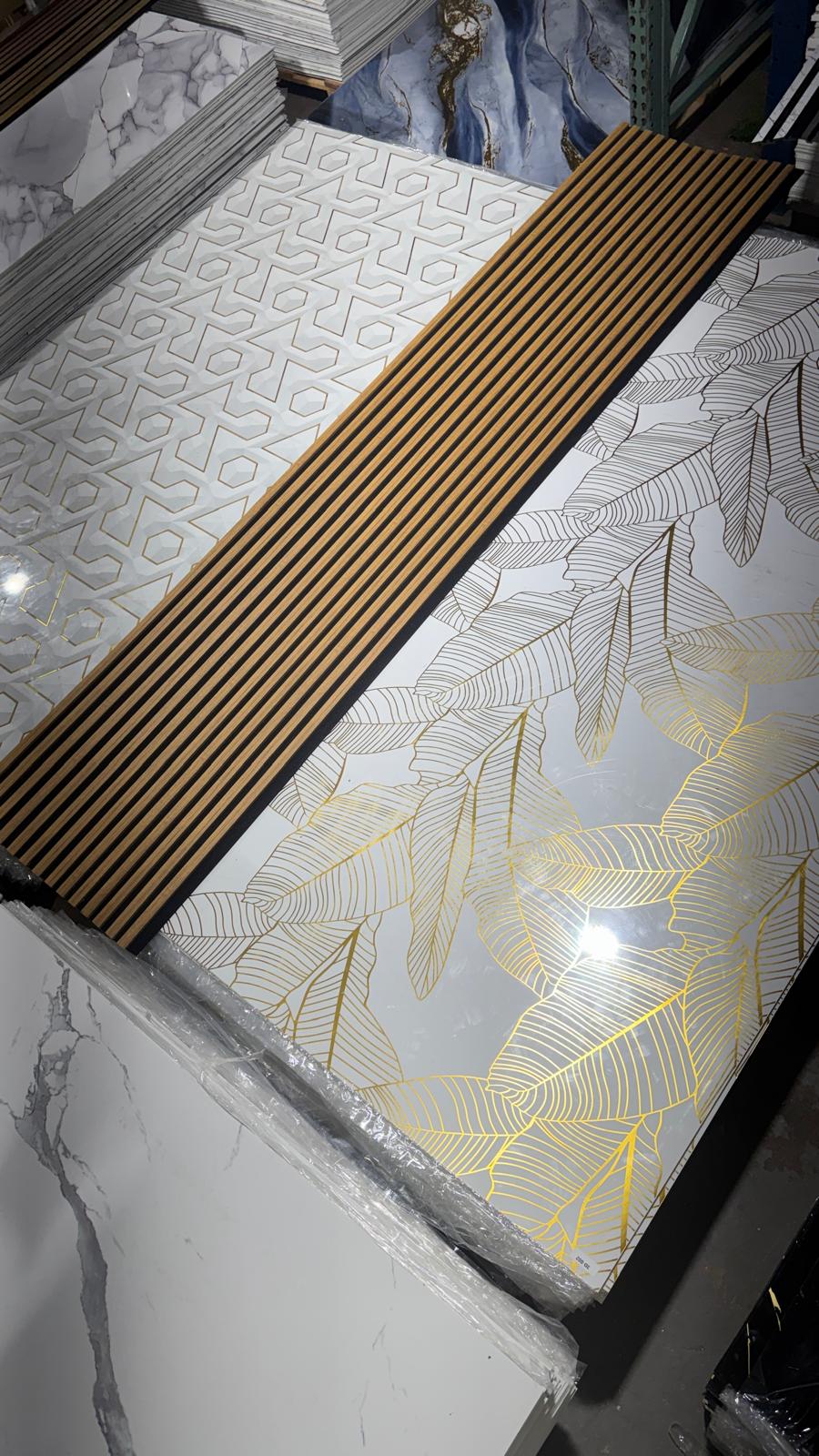 3D Gold Flower Marble Look PVC Wall Panel – 4x8 ft UV Coated, Waterproof & Fire Rated (32 sq. ft)