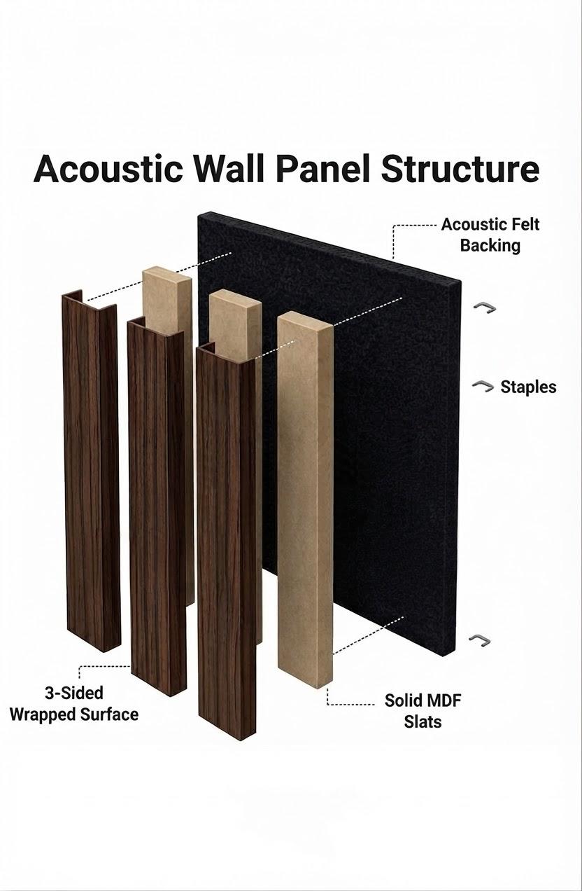 Anthracite Grey Acoustic Wood Slat Wall Panel – Modern Decorative Acoustic Wall Panels (Copy) (Copy)