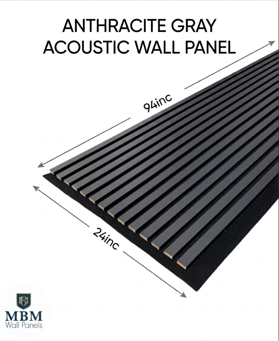Anthracite Grey Acoustic Wood Slat Wall Panel – Modern Decorative Acoustic Wall Panels (Copy) (Copy)