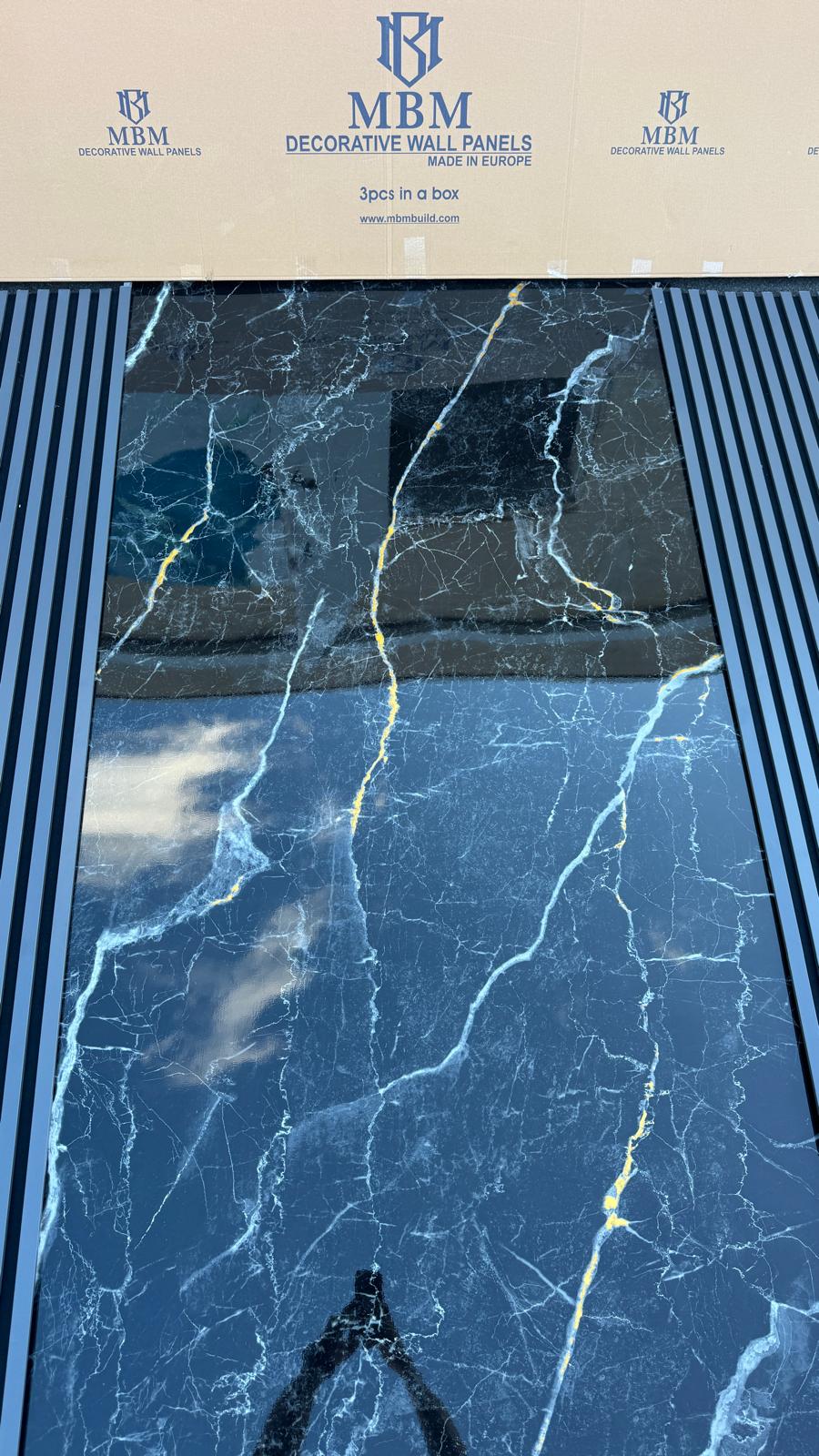 Gold Black Thunder Marble Look PVC Wall Panel – 4x8 ft UV Coated, Waterproof & Fire Rated (32 sq. ft)