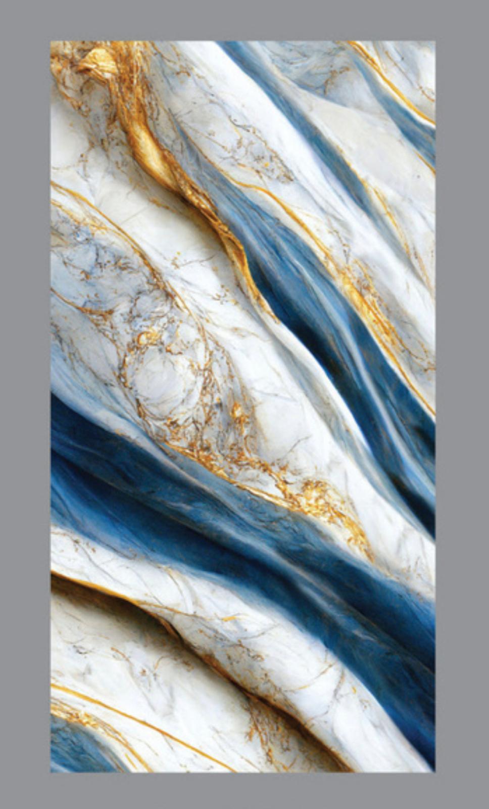 Gold Blue Wave Marble Look PVC Wall Panel – 4x8 ft UV Coated, Waterproof & Fire Rated (32 sq. ft)