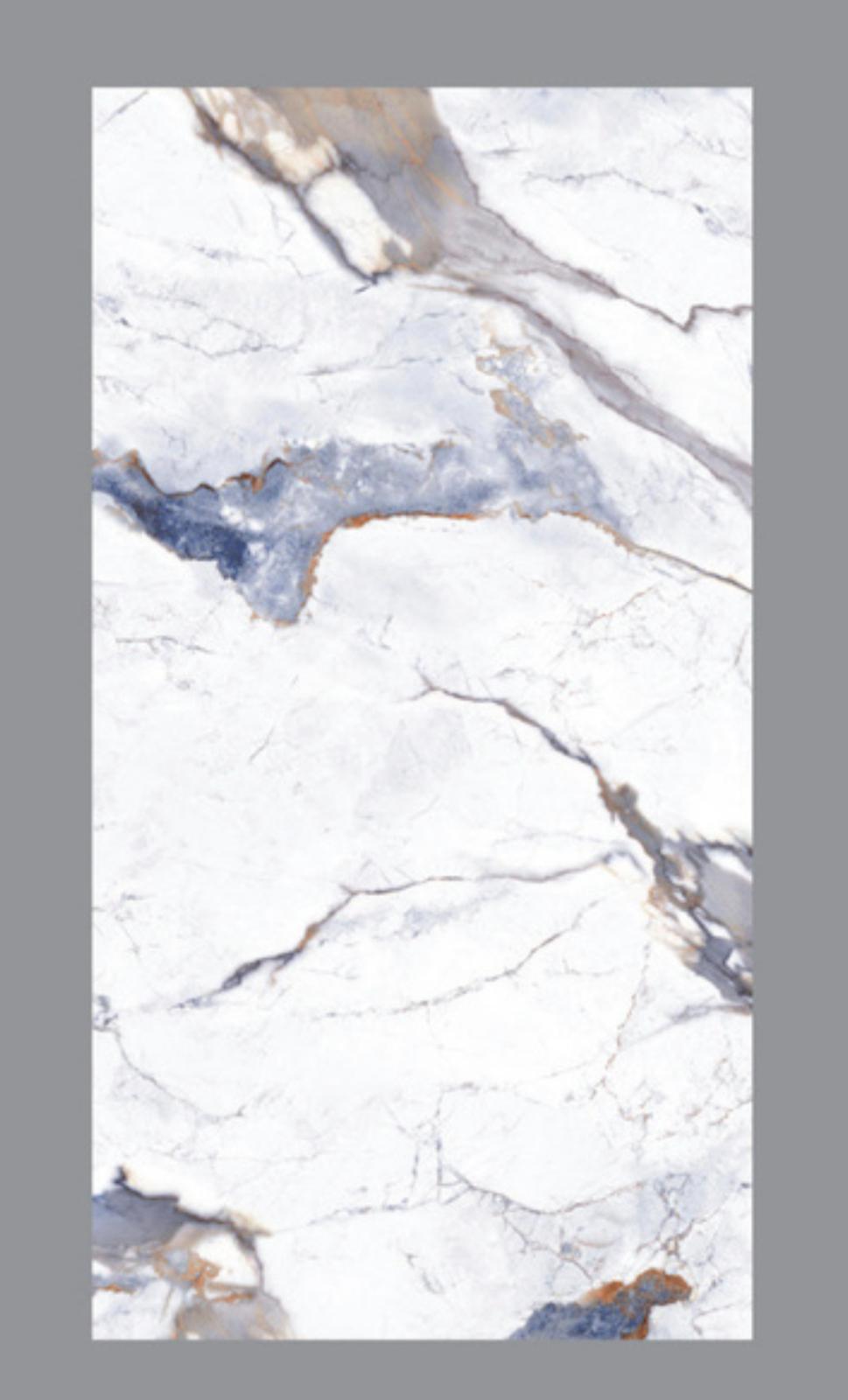Calacatta White Marble Look PVC Wall Panel – 4x8 ft UV Coated, Waterproof & Fire Rated (32 sq. ft)