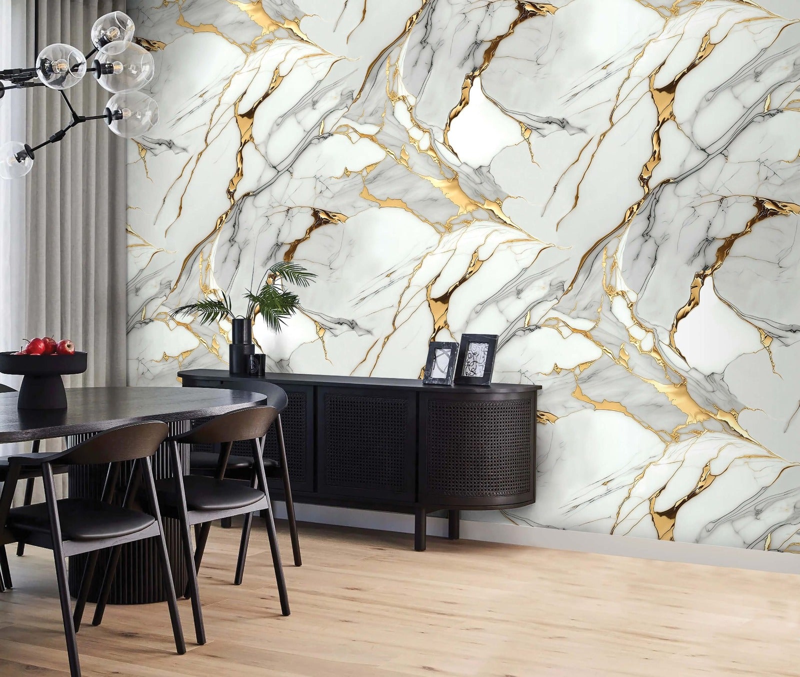 Gold White Marble Look PVC Wall Panel – 4x8 ft UV Coated, Waterproof & Fire Rated (32 sq. ft)