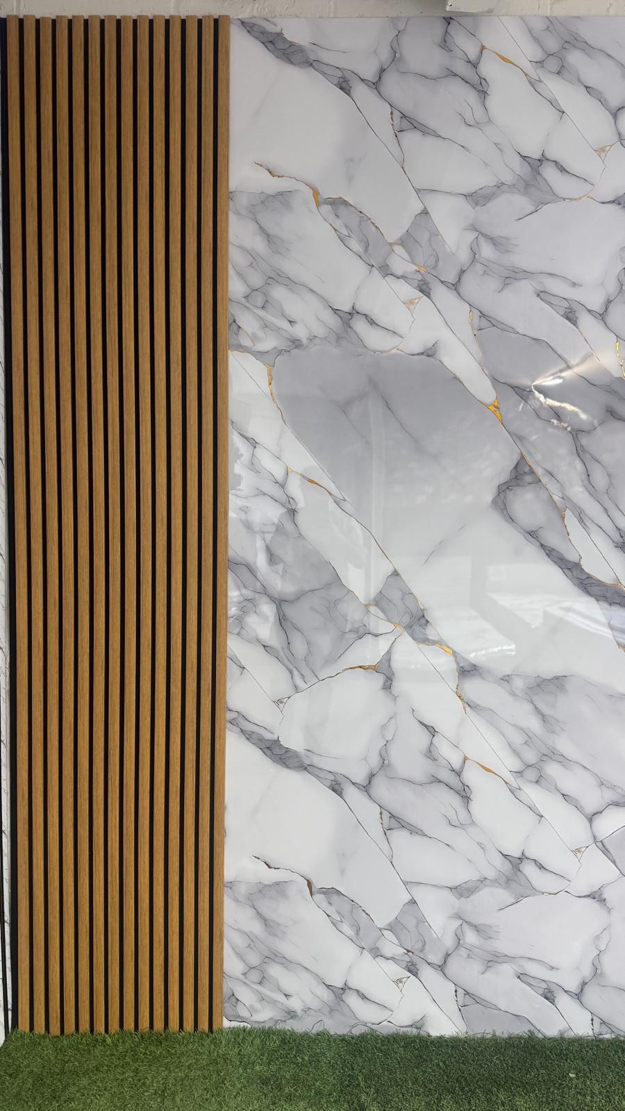 Light Gold Marble Look PVC Wall Panel – 4x8 ft UV Coated, Waterproof & Fire Rated (32 sq. ft)